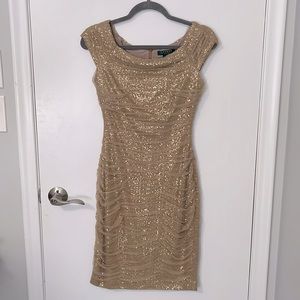 Gold Lauren by Ralph Lauren Evening Dress Sz 2